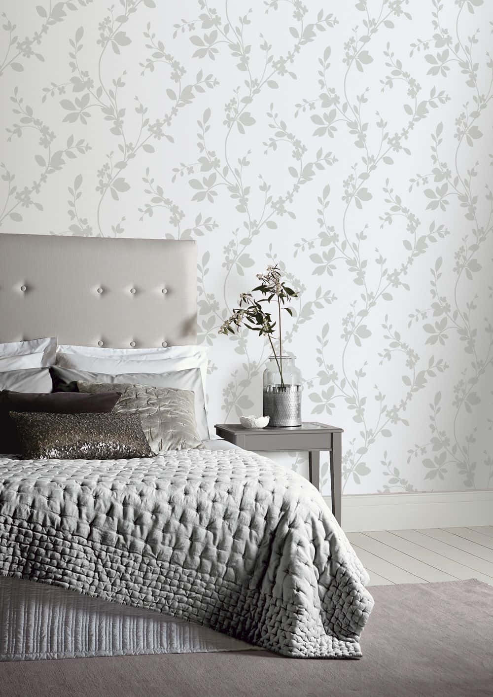 Monochrome Bed And Linens Wallpaper