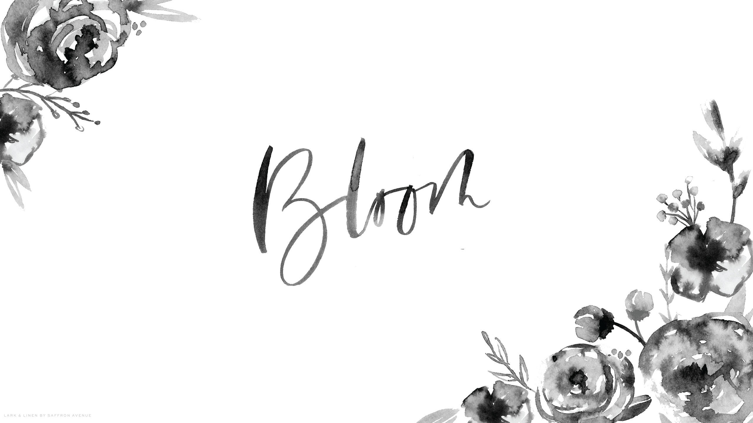 Monochrome Floral Desktop Wallpaper
