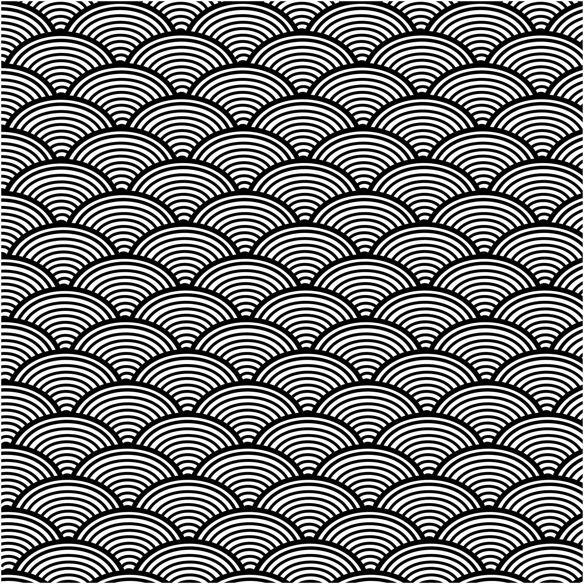 Monochrome Seigaiha Pattern Wallpaper