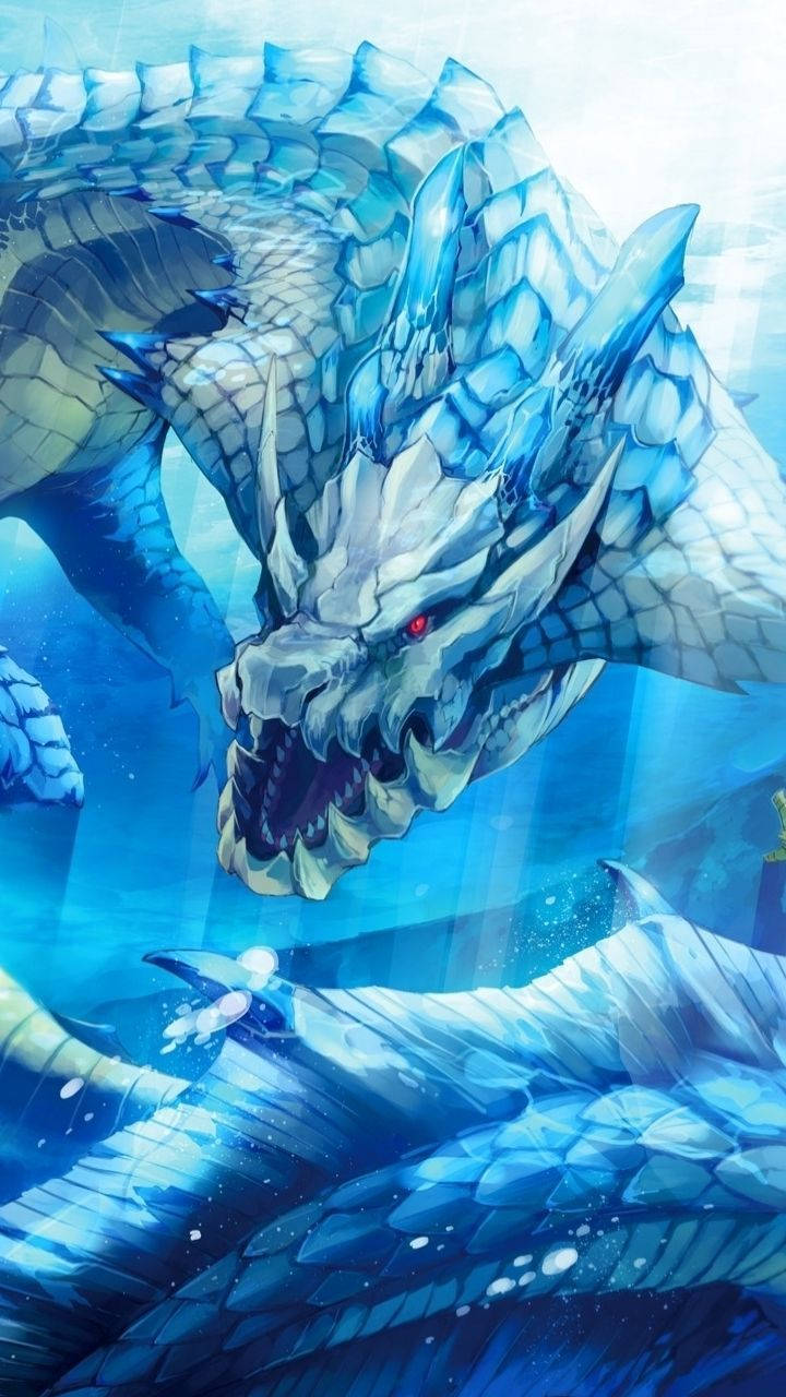 Monster Hunter Iphone Blue Scaled Dragon Wallpaper