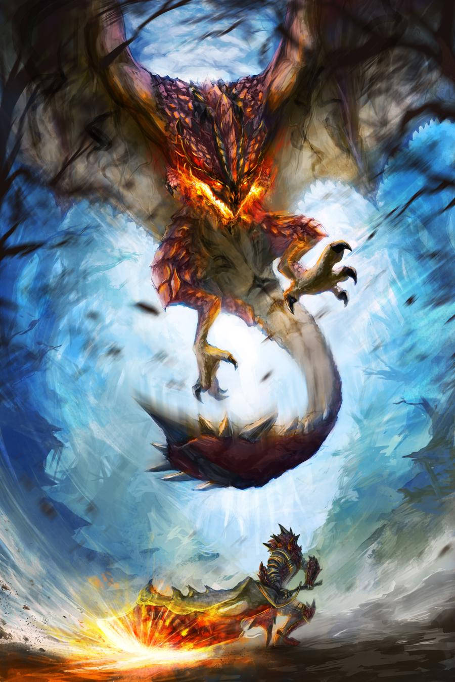 Monster Hunter Iphone Fire Breathing Dragon Wallpaper