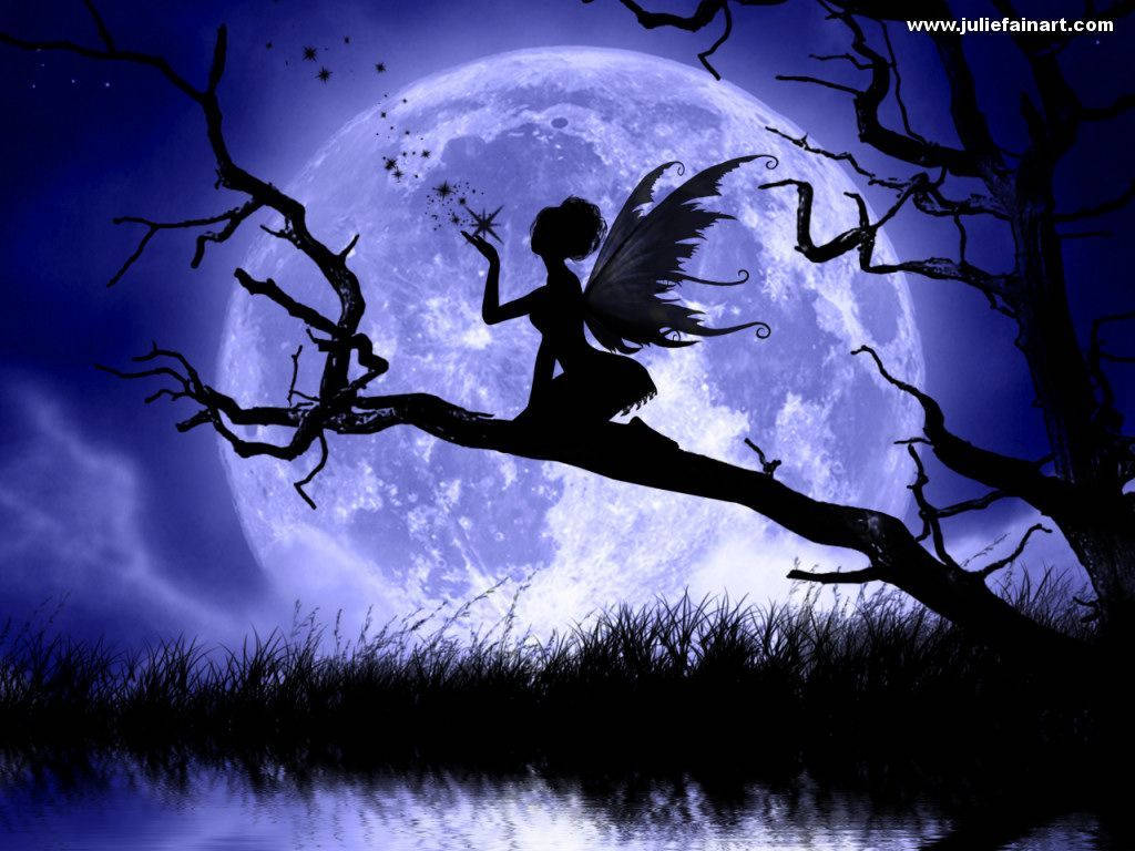 Moon Fairy Silhouette Wallpaper