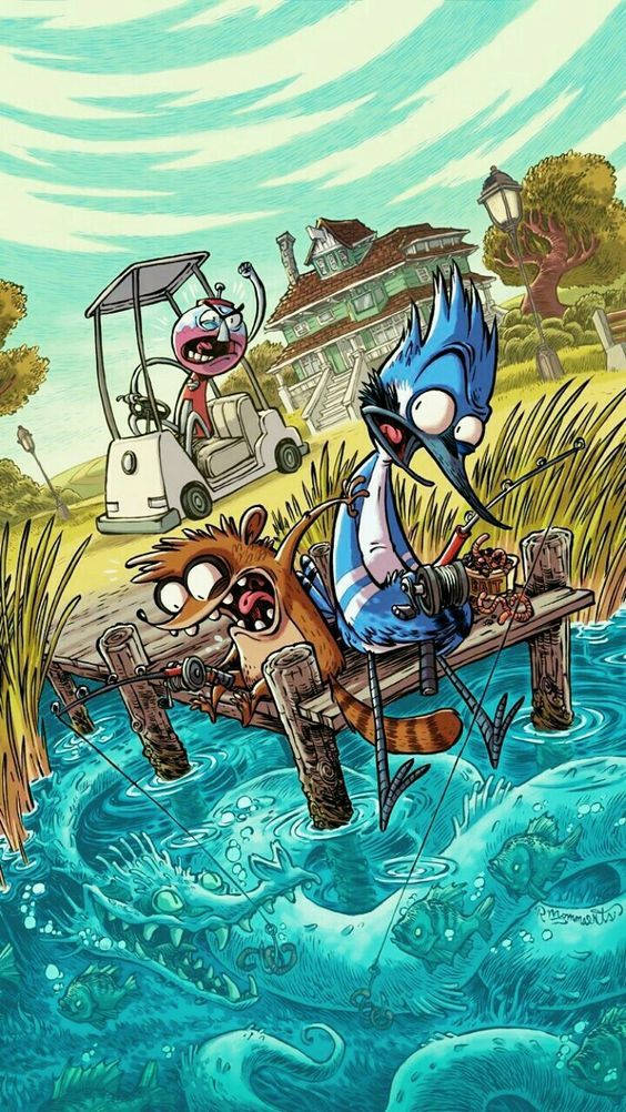 Mordecai And Rigby Distorted Art Wallpaper