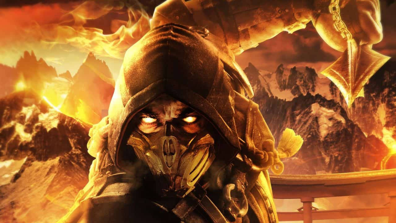 Mortal Kombat 11 Scorpion Fire Mountains Wallpaper