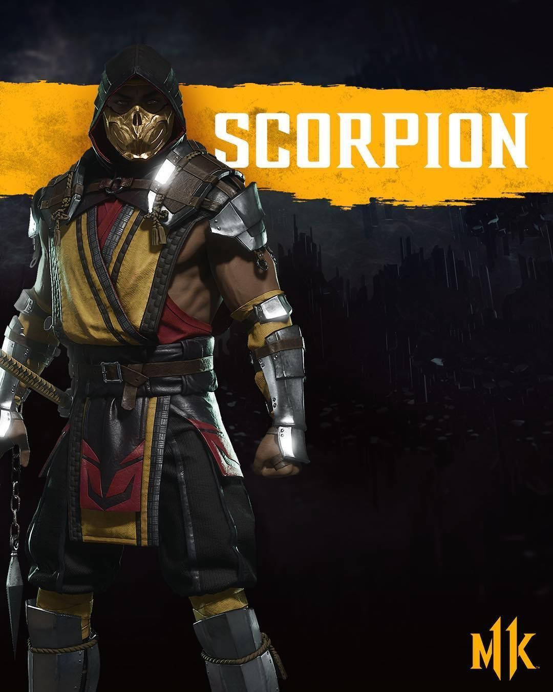 Mortal Kombat 11 Scorpion Name Poster Wallpaper