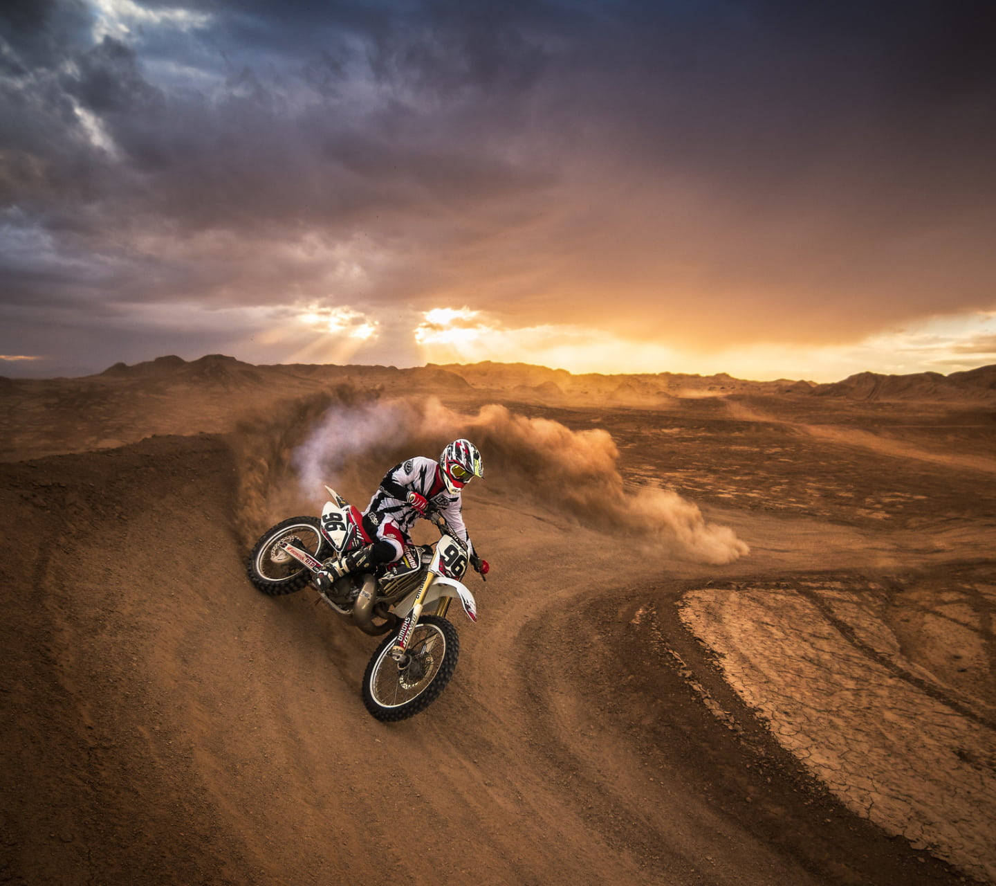 Motocross Drifting Desert Wallpaper