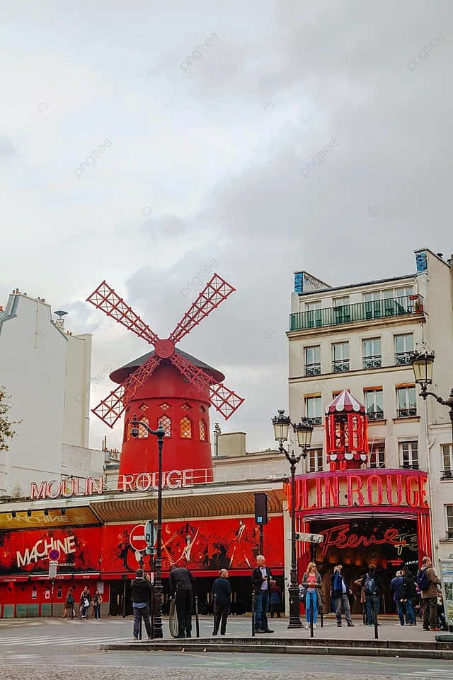 Moulin Rouge Paris Facade Wallpaper