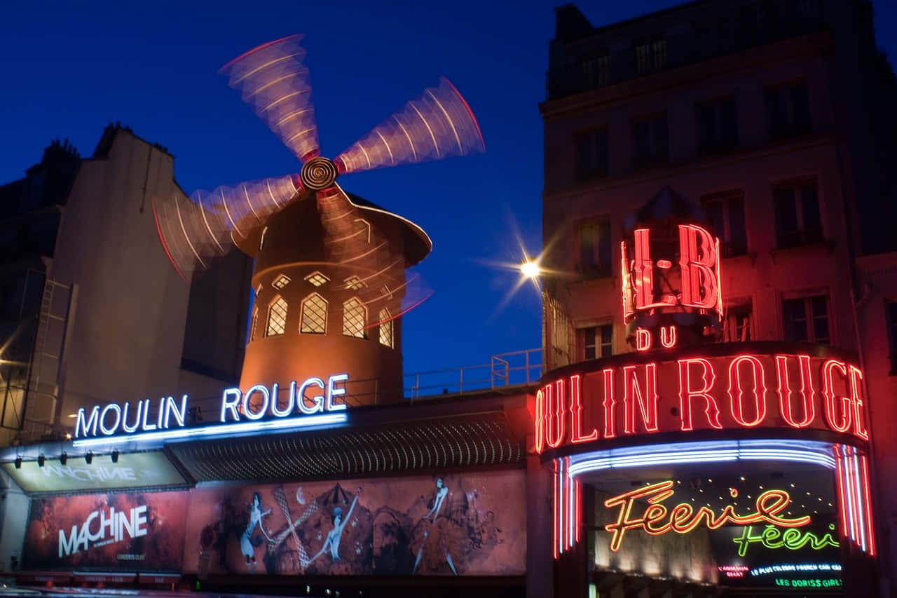 Moulin Rouge Paris Nighttime Wallpaper