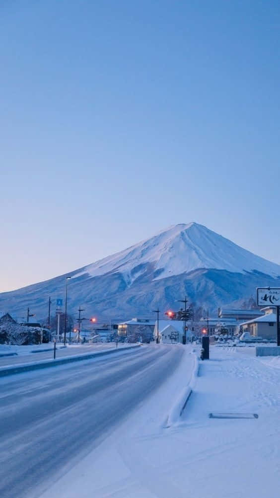 Mount Fuji Covered In Snow Iphone Wallpaper