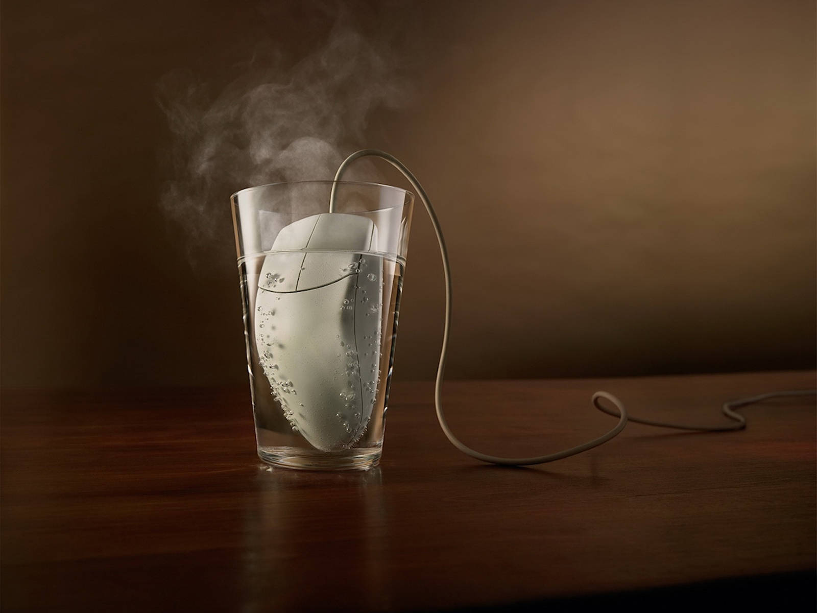 Mouse Inside Glass With Water Wallpaper