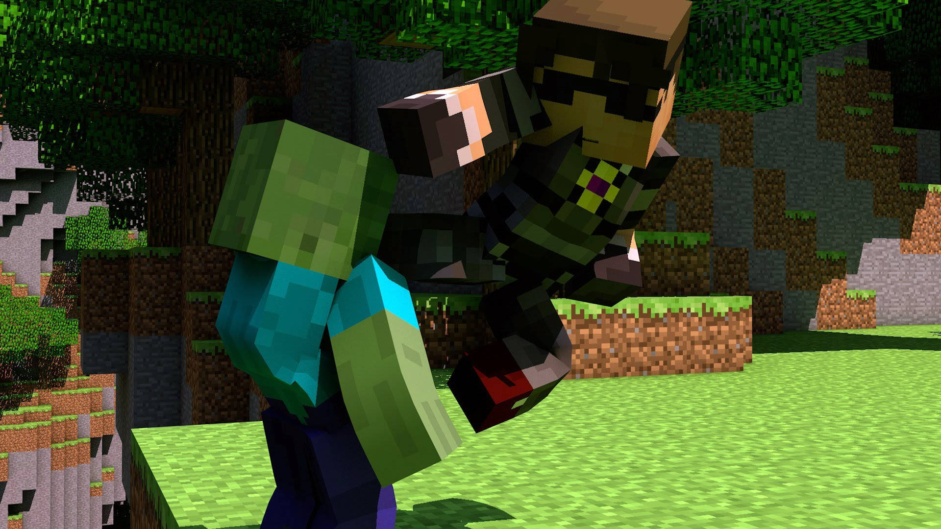 Moving Minecraft High Kick Wallpaper