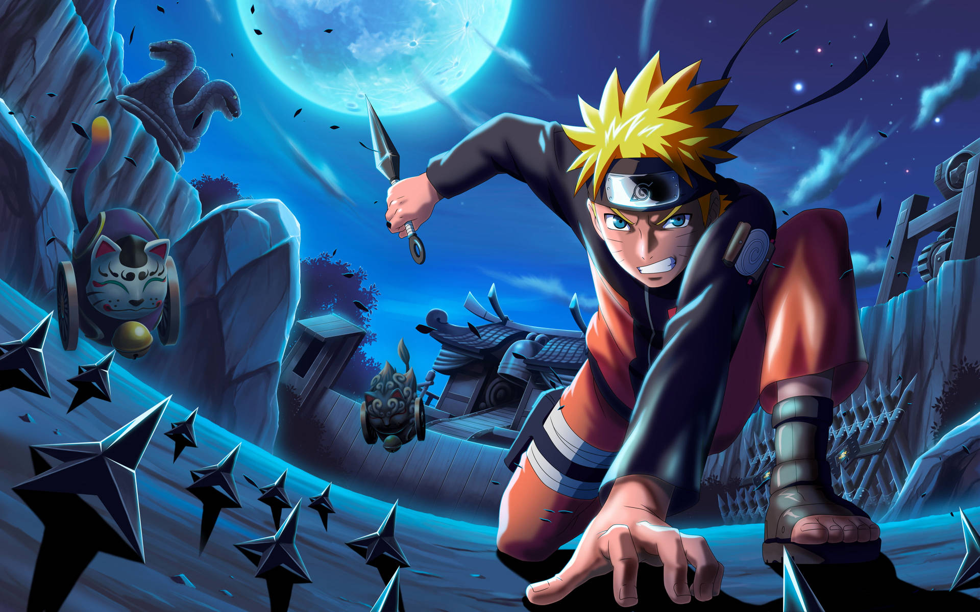 Download free Moving Naruto Kunai Blue Moon Wallpaper - MrWallpaper.com