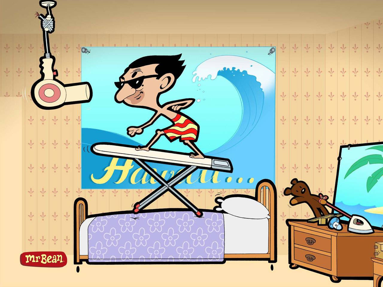 Mr. Bean Cartoon Bedroom Wallpaper
