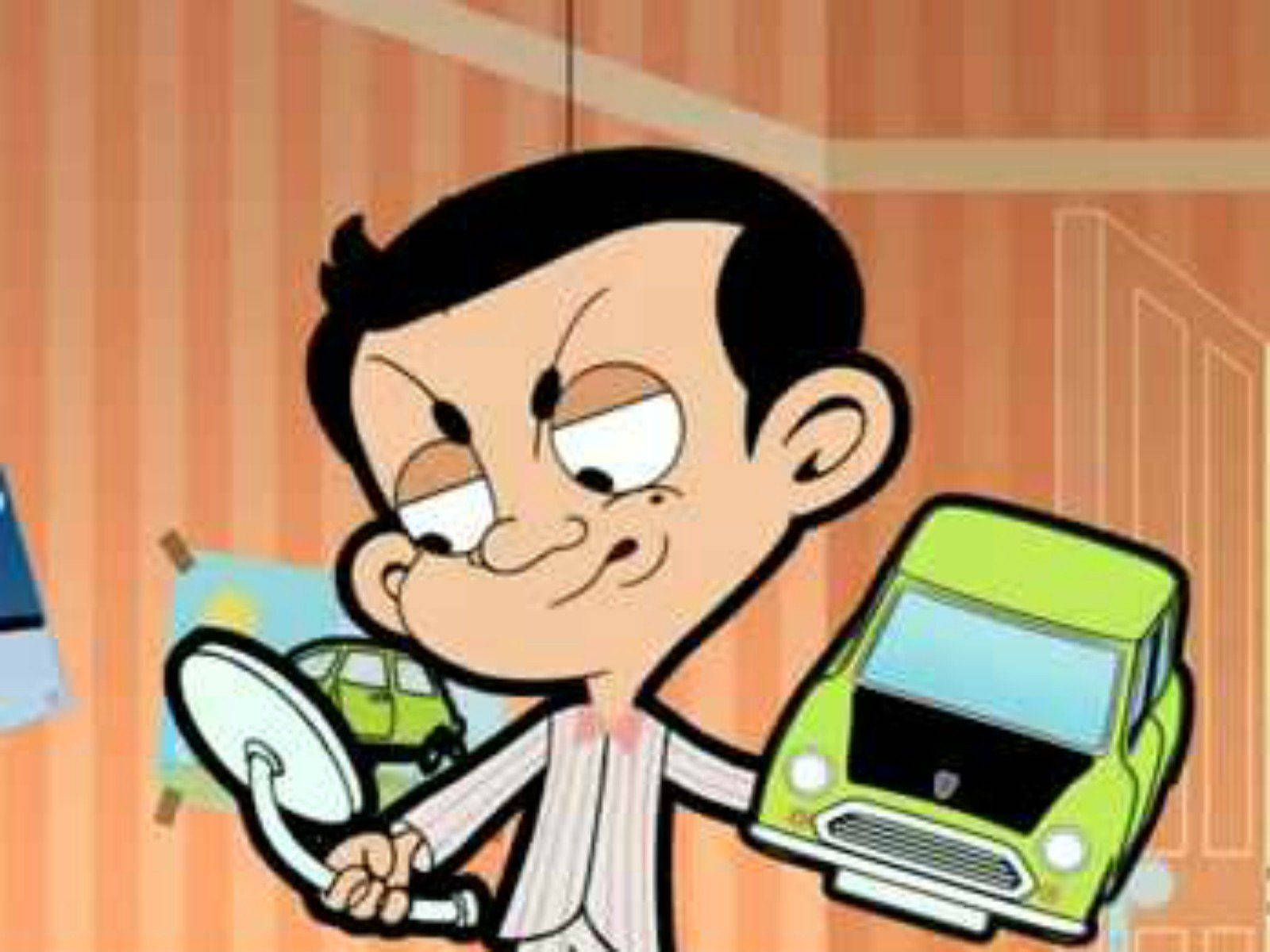 Mr. Bean Cartoon Confused Toy Wallpaper