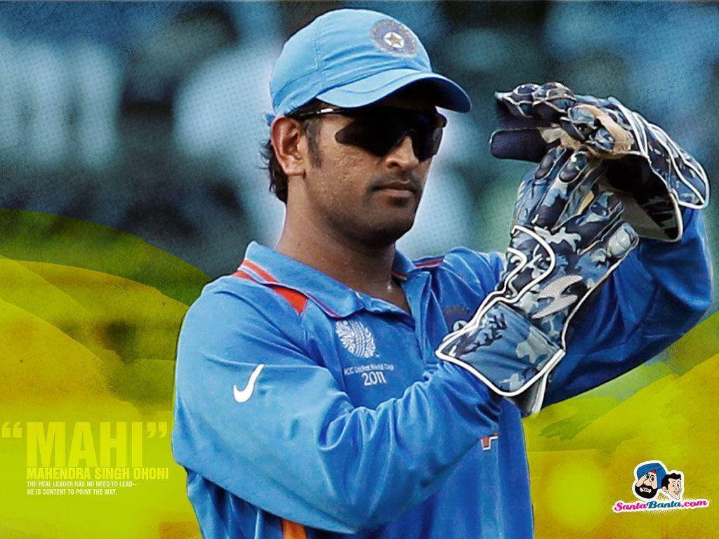 Ms Dhoni Blue Camouflage Gloves Wallpaper