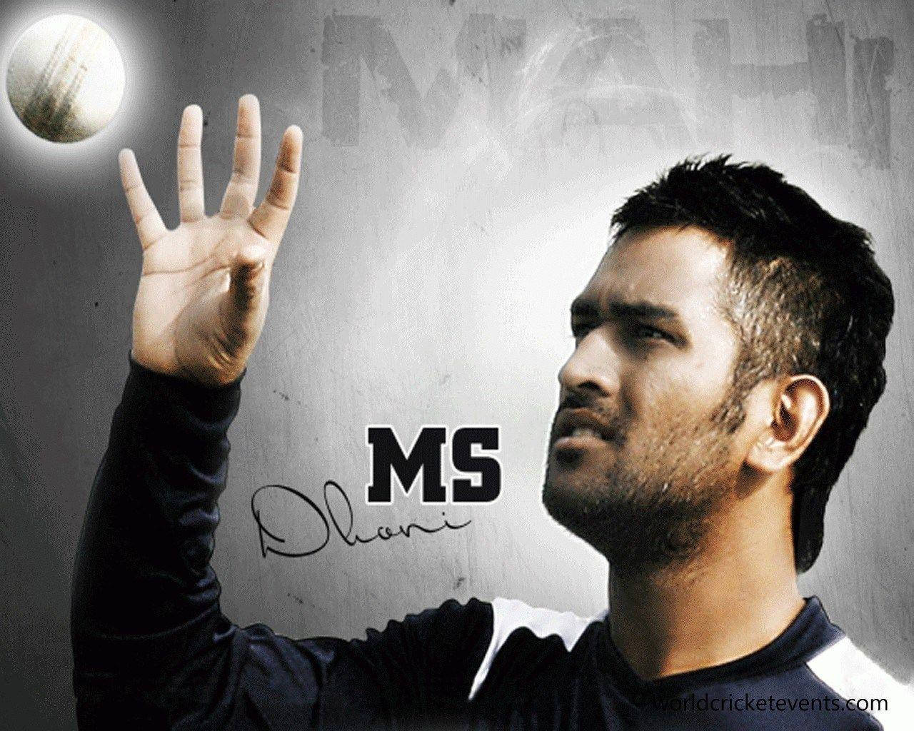 Ms Dhoni With Cricket Ball Wallpaper