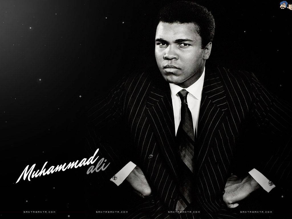Muhammad Ali In Striped Suit Wallpaper