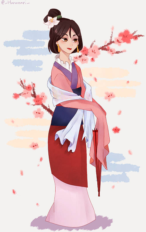 Mulan Kimono Fan Art Wallpaper