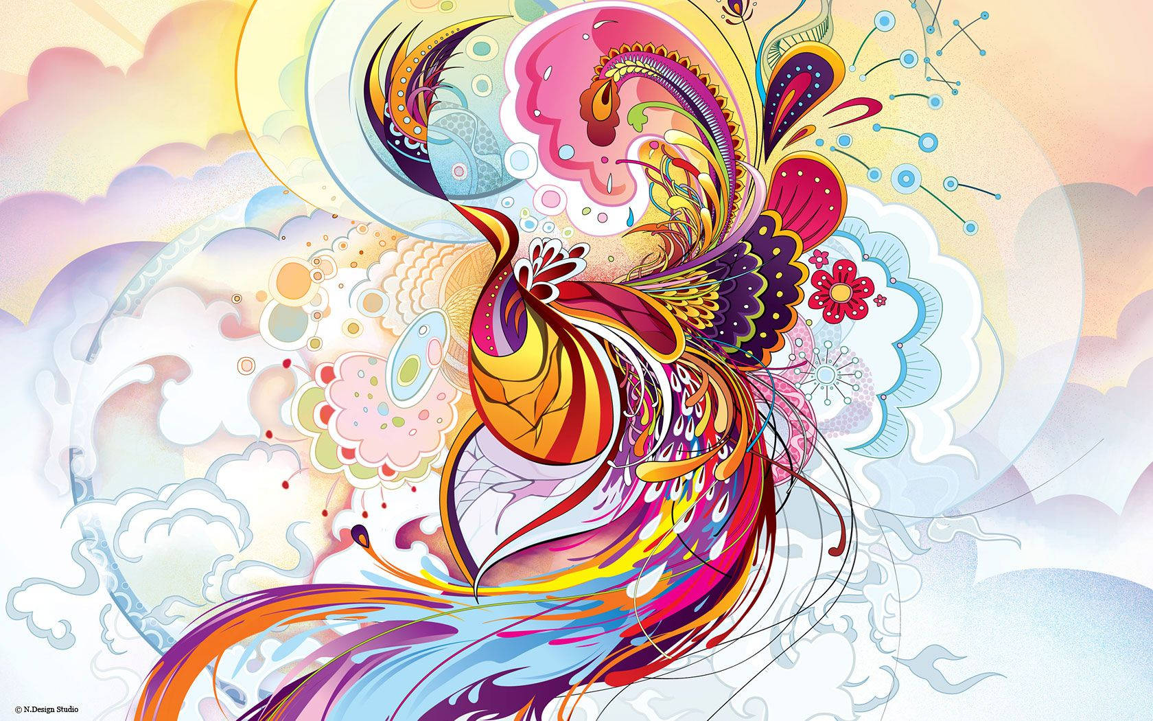 Multi Colored Phoenix Abstract Wallpaper