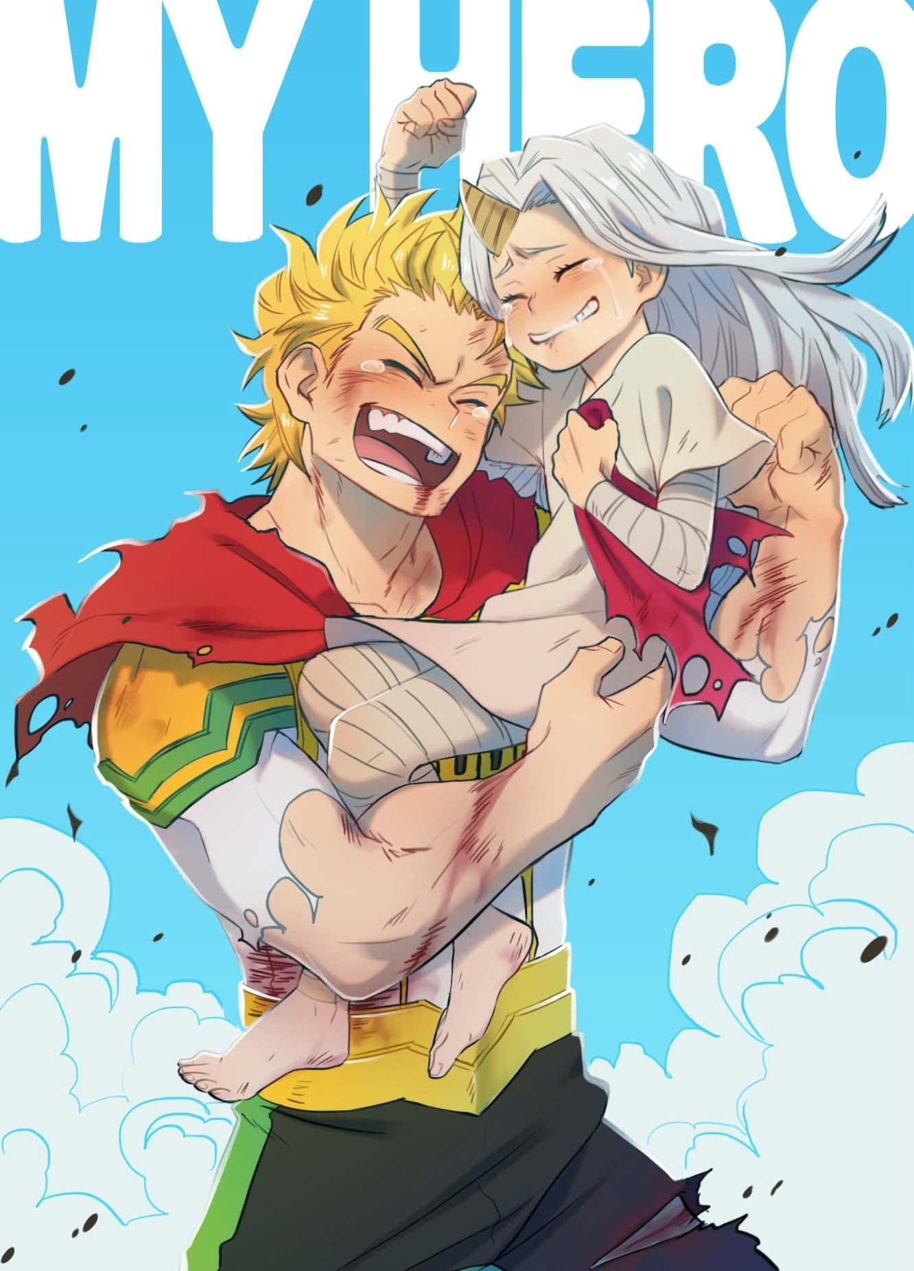 Muscled Izuku Carrying Eri My Hero Academia Wallpaper