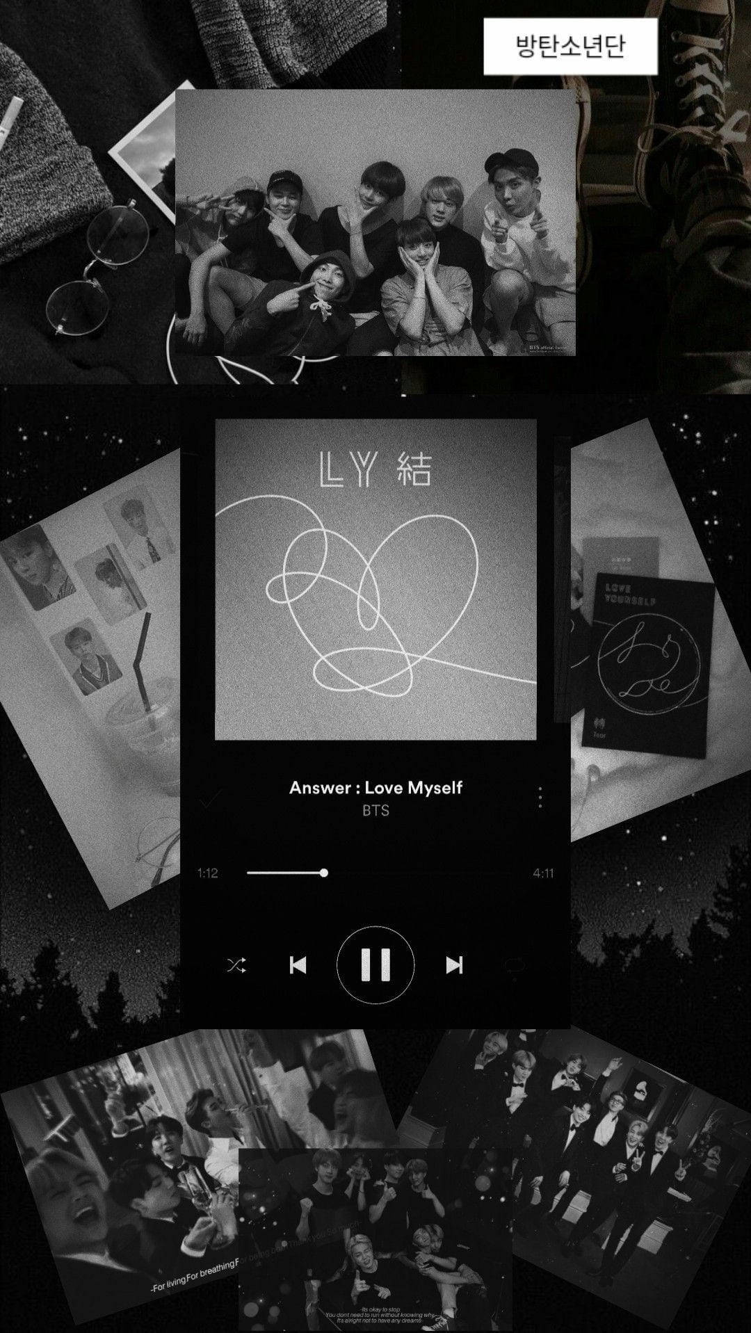 Music Player Collage Bts Black Aesthetic Wallpaper