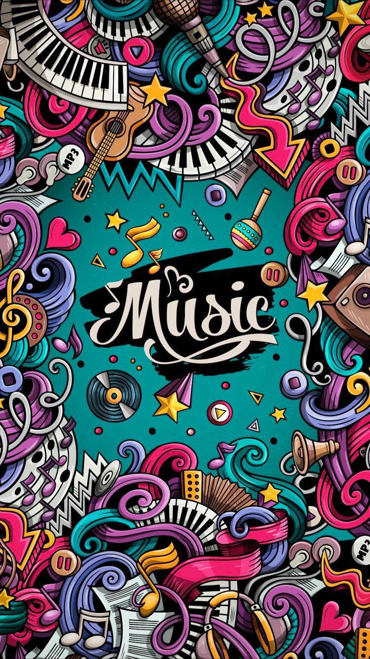 Musical Instruments Pop Art Wallpaper