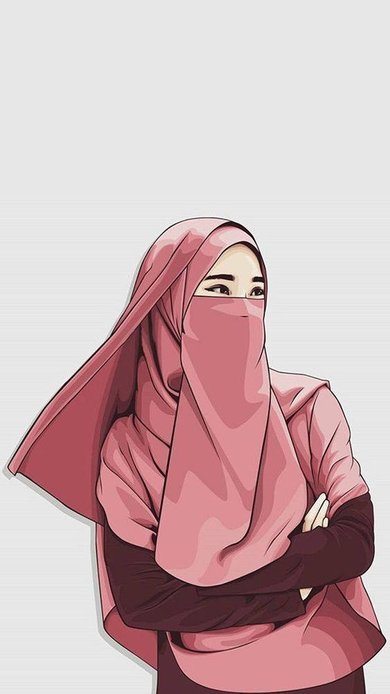 Muslim Girl Hijab Cartoon Wallpaper