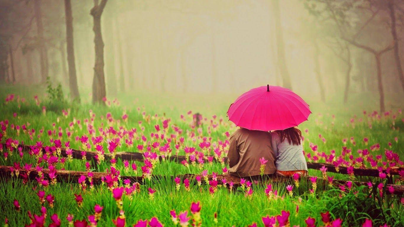 My Love Sitting Ground Flowers Wallpaper
