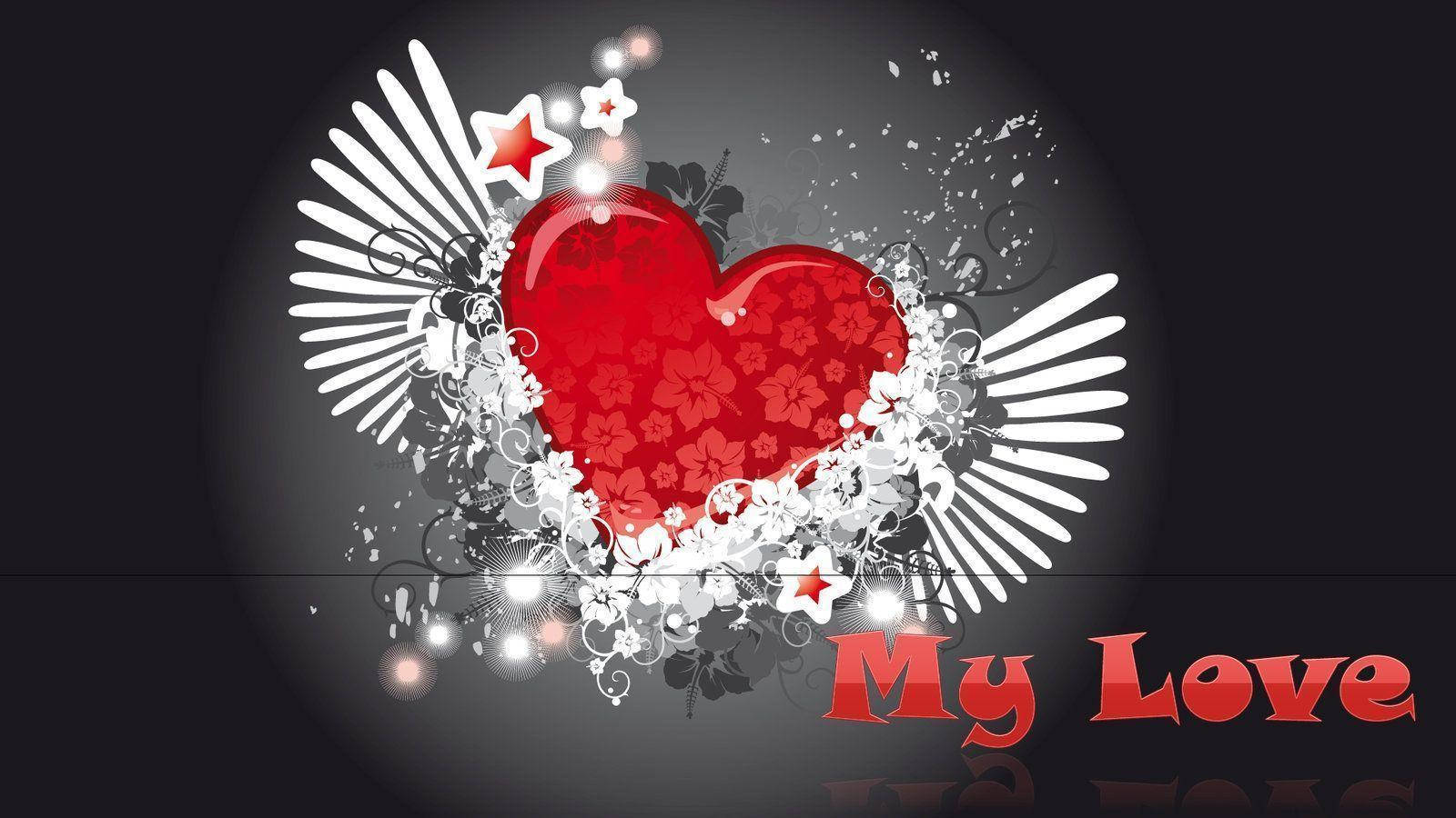 My Love Winged Heart Wallpaper