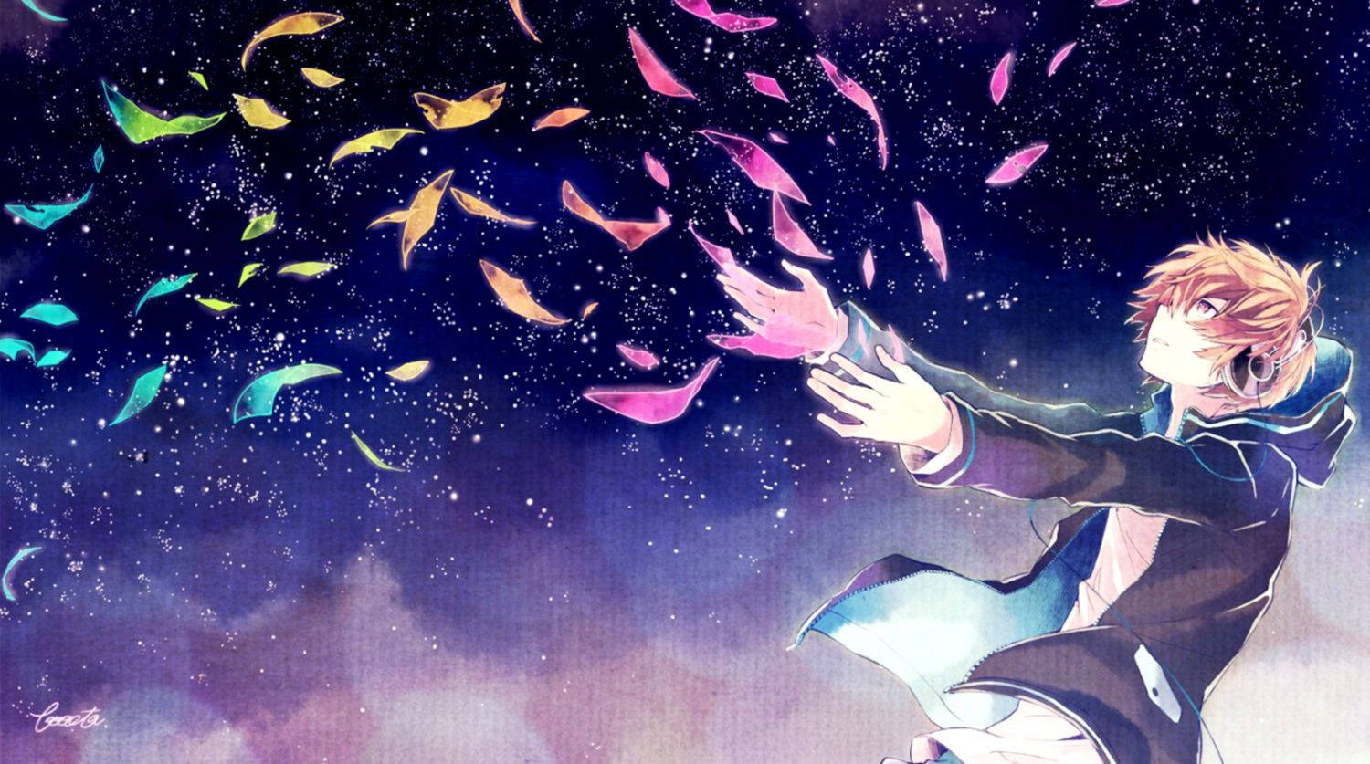 Mysterious Anime Boy With Sky-blue Hair Wallpaper