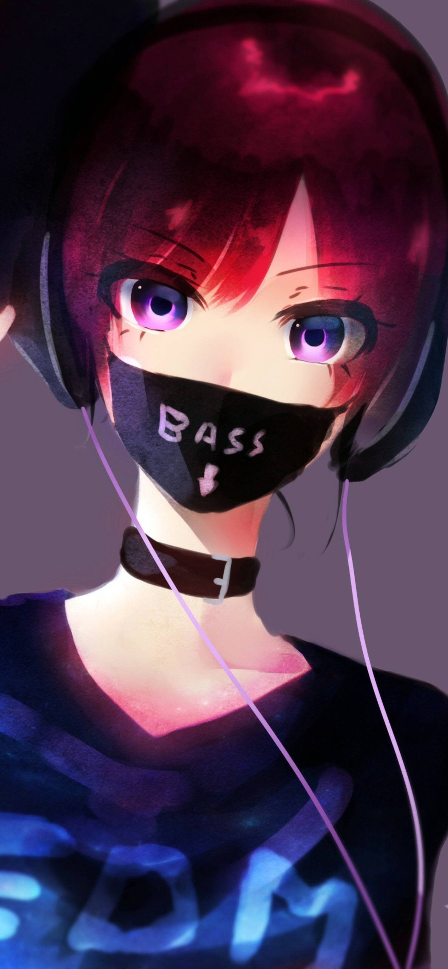 Mysterious Anime Girl In Black Mask - 4k Iphone Wallpaper Wallpaper
