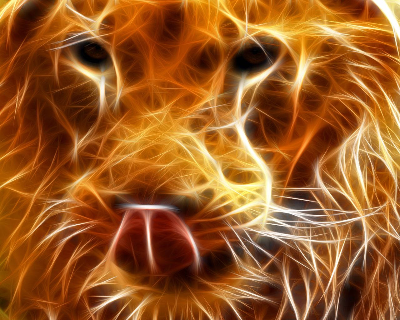 Mystical Fire Lion Closeup Wallpaper