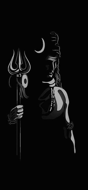 Mystical Monochrome Representation Of Lord Bholenath In 3d Art. Wallpaper