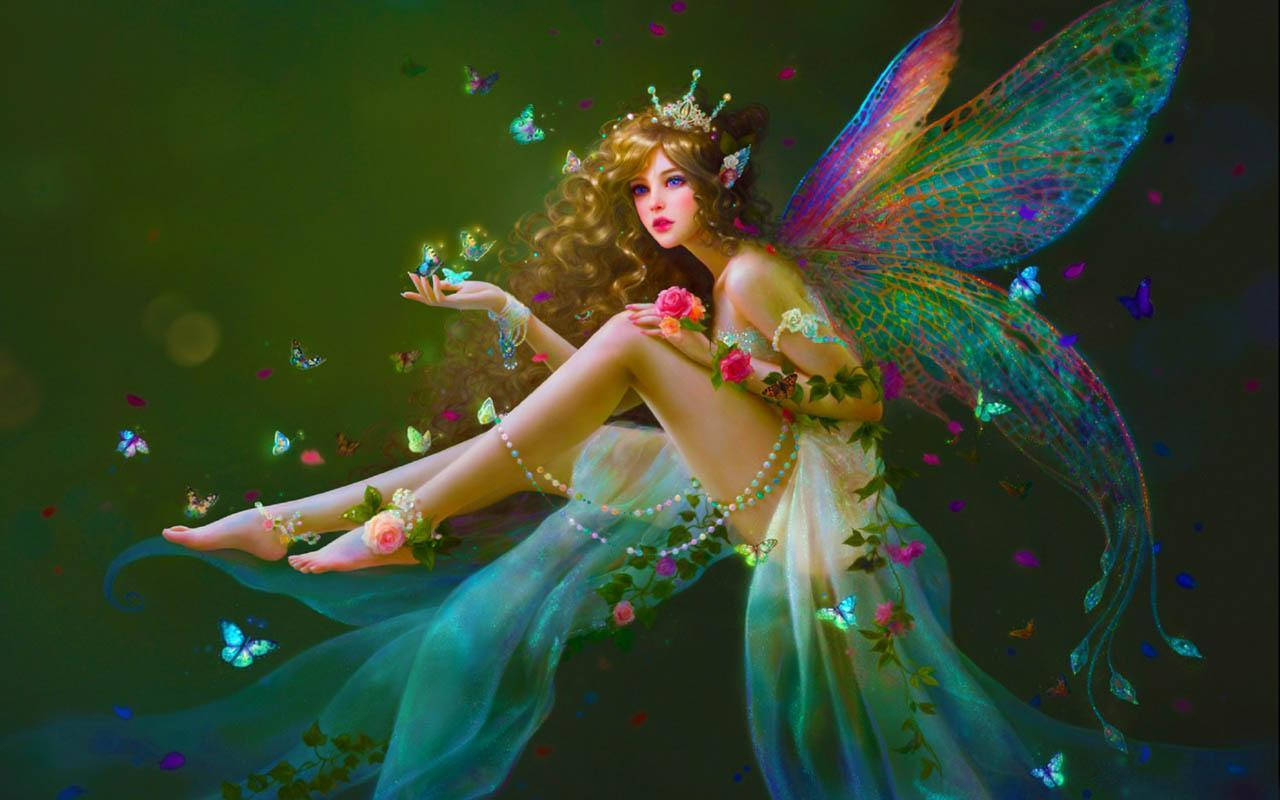 Mythical Creature Green Fairy Wallpaper
