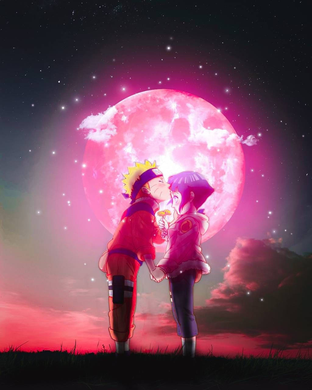 Naruto And Hinata Pink Moon Wallpaper