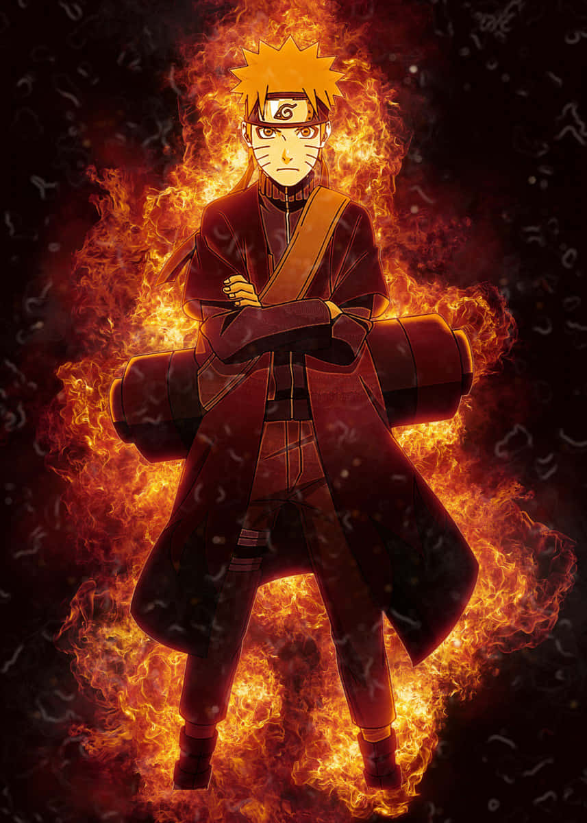 Naruto And His Team Using Fire Style Jutsu Wallpaper