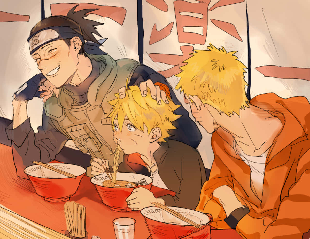 Naruto Characters Enjoying Ramen Wallpaper