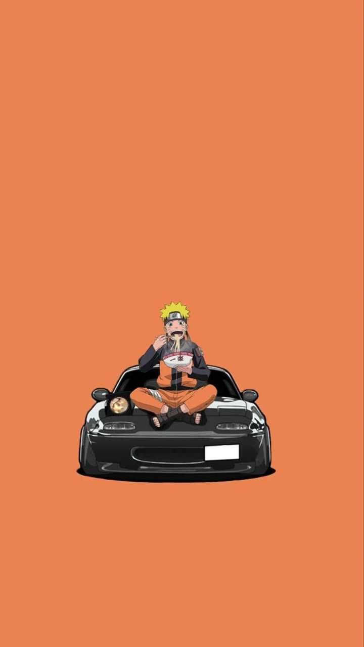 Naruto Eating On A Car Anime Wallpaper