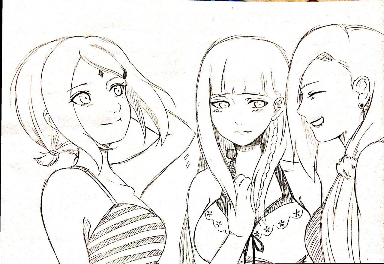 Naruto Girls Sketch Wallpaper