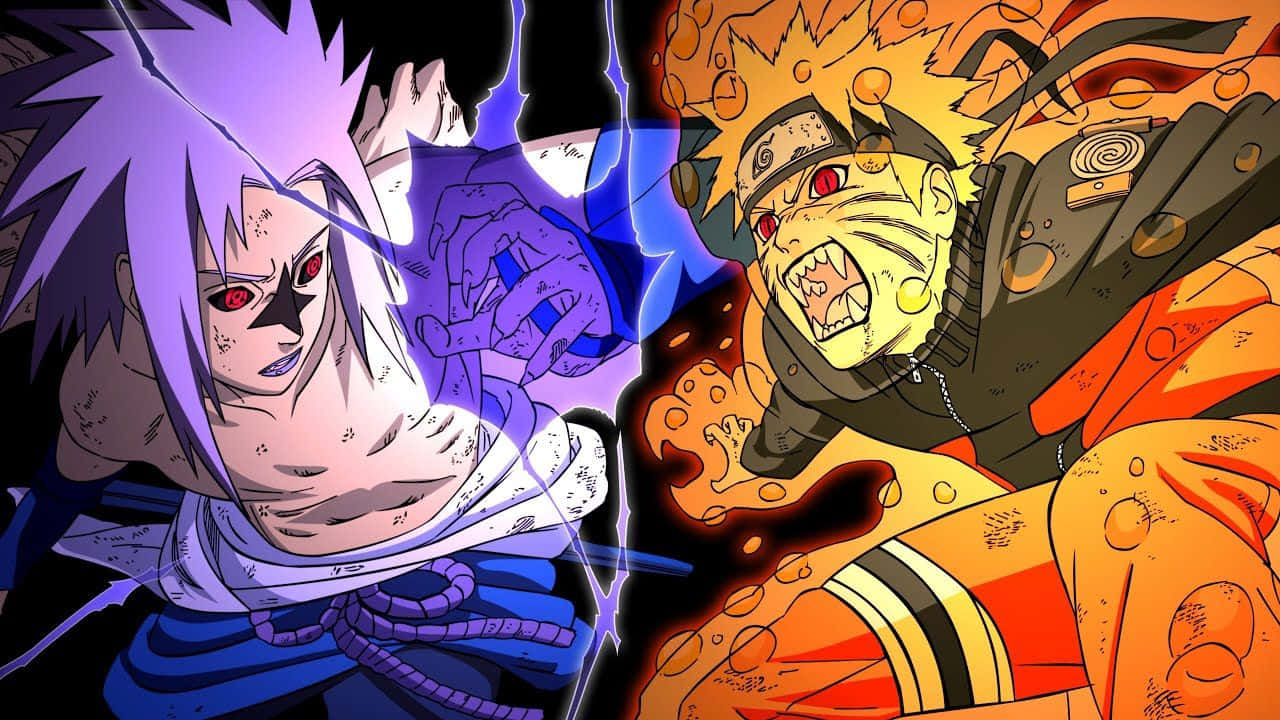 Naruto Manga Curse Mark Sasuke Vs Nine-tailed Naruto Wallpaper