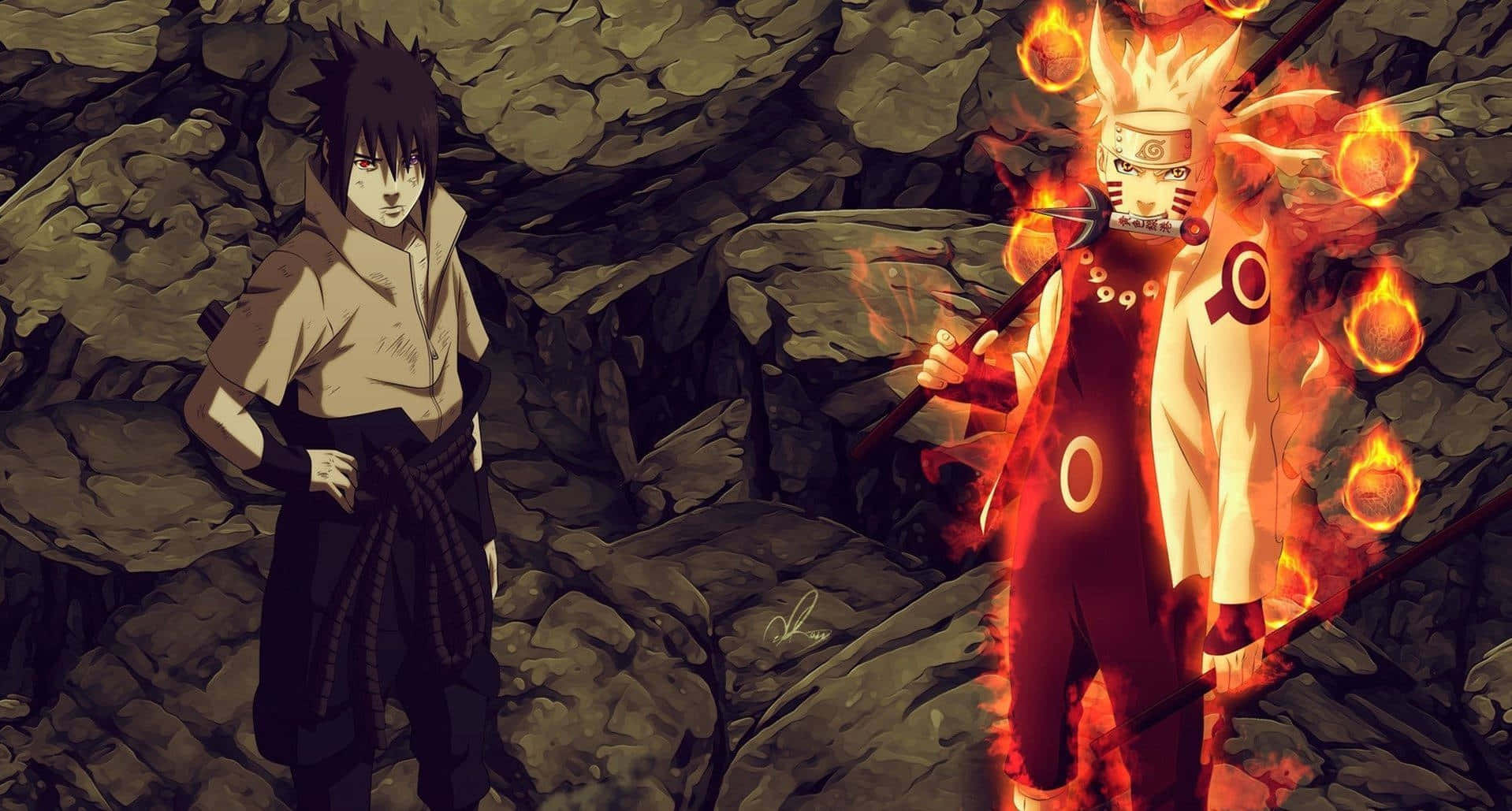 Narutovs Sasuke Epic Showdown Wallpaper