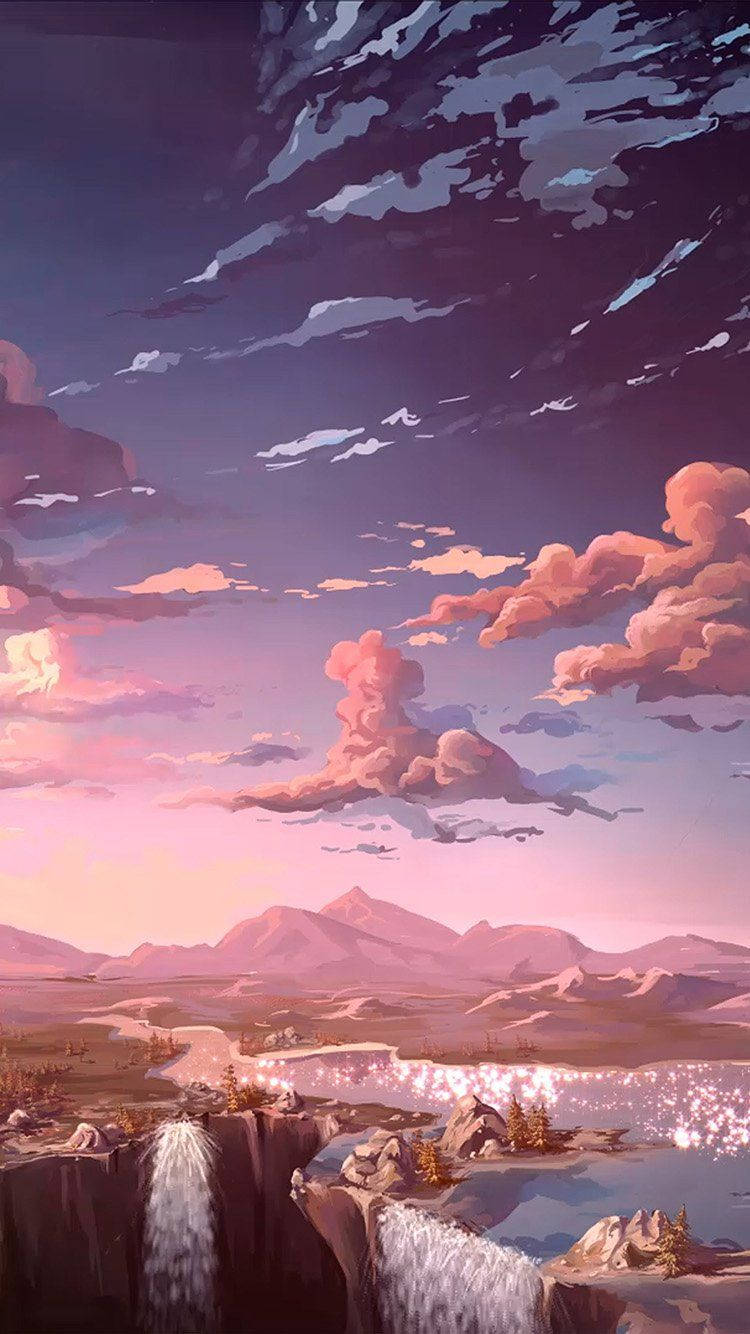 Nature Landscape Anime Aesthetic Sunset Wallpaper