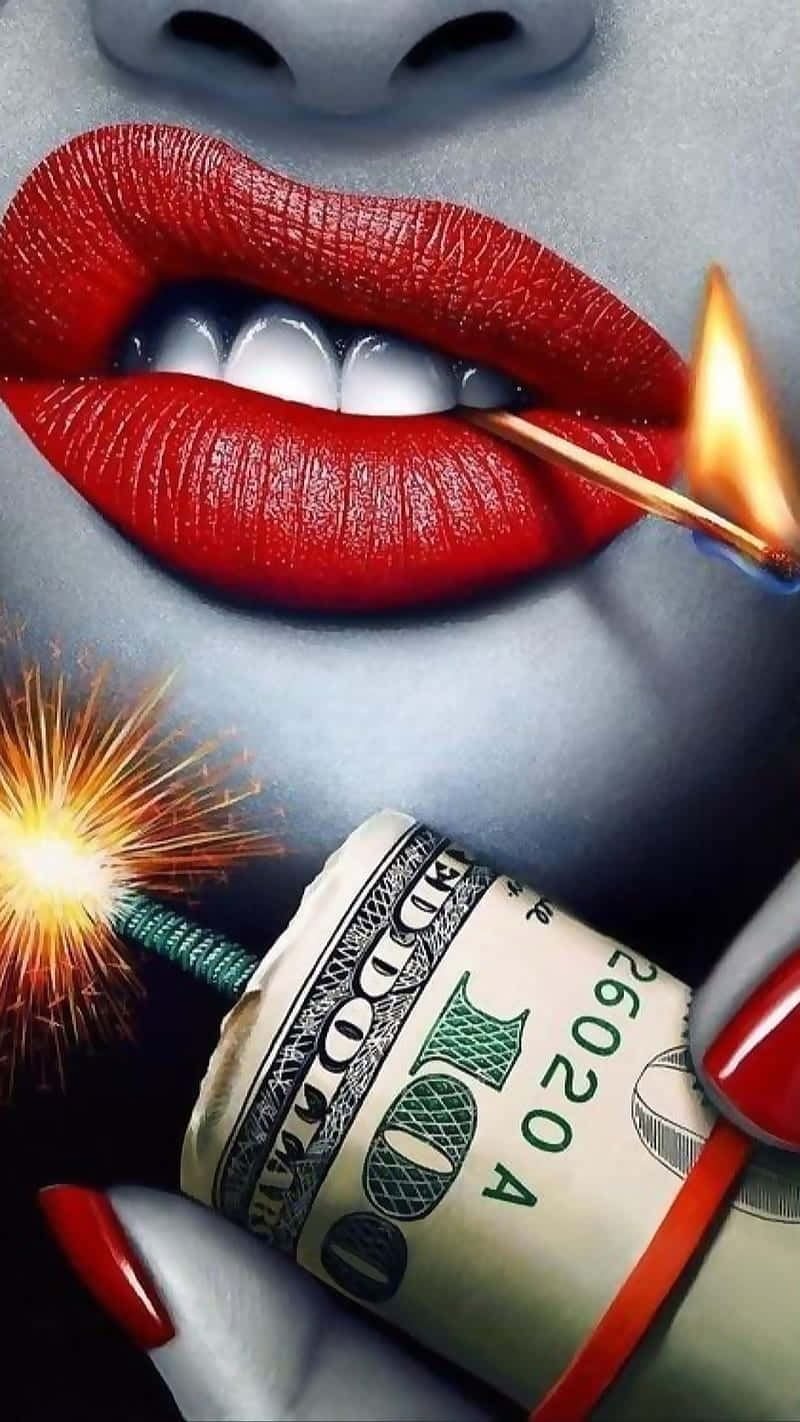 Naughty Lips And Dollar Bills Wallpaper