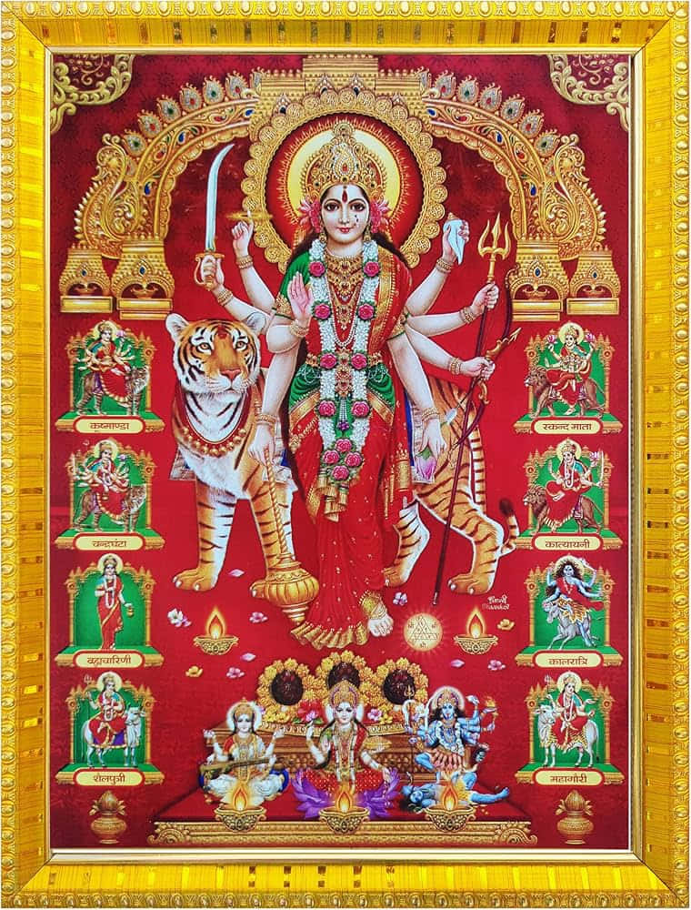 Nav Durga Religious Artwork Wallpaper