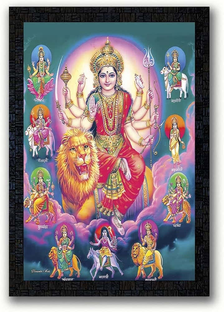 Nav Durga Religious Artwork Wallpaper