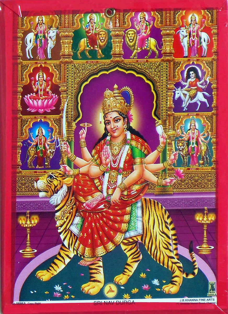 Nav Durga Religious Artwork Wallpaper