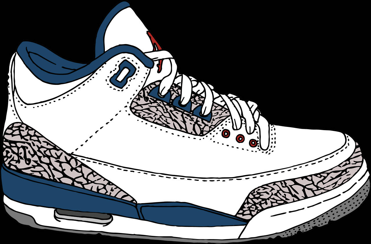 Navy And White Cartoon Nike Shoes Wallpaper