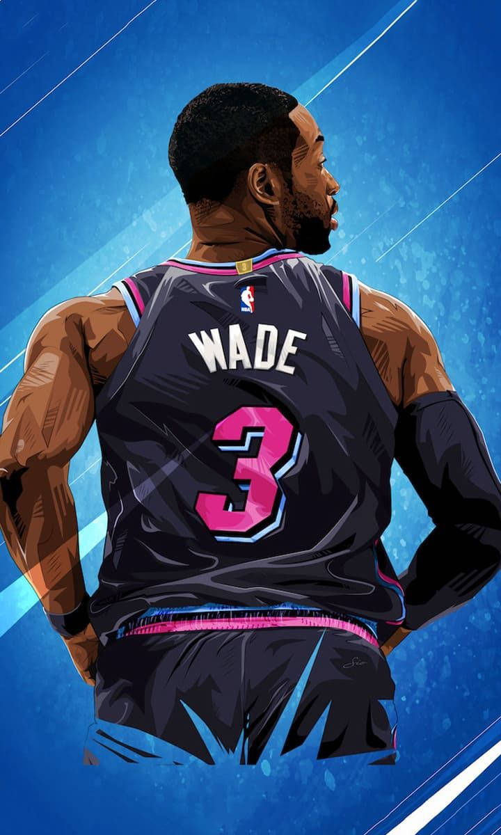 Nba Dwayne Wade Miami Heat Jersey Number Three Wallpaper