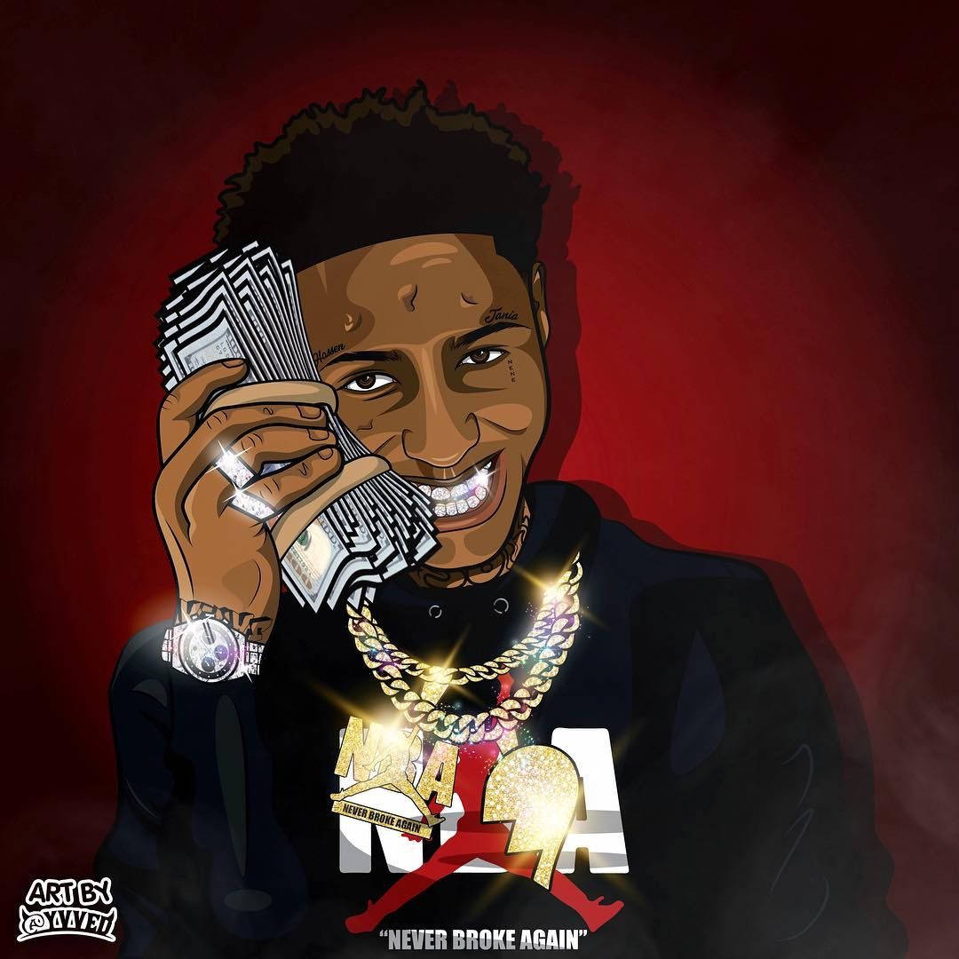 Nba Youngboy Flaunting His Bling And Cash Wallpaper