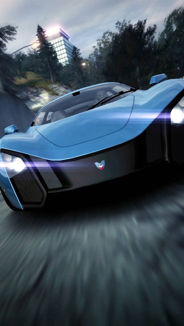 Need For Speed Blue Car Front View Iphone Wallpaper